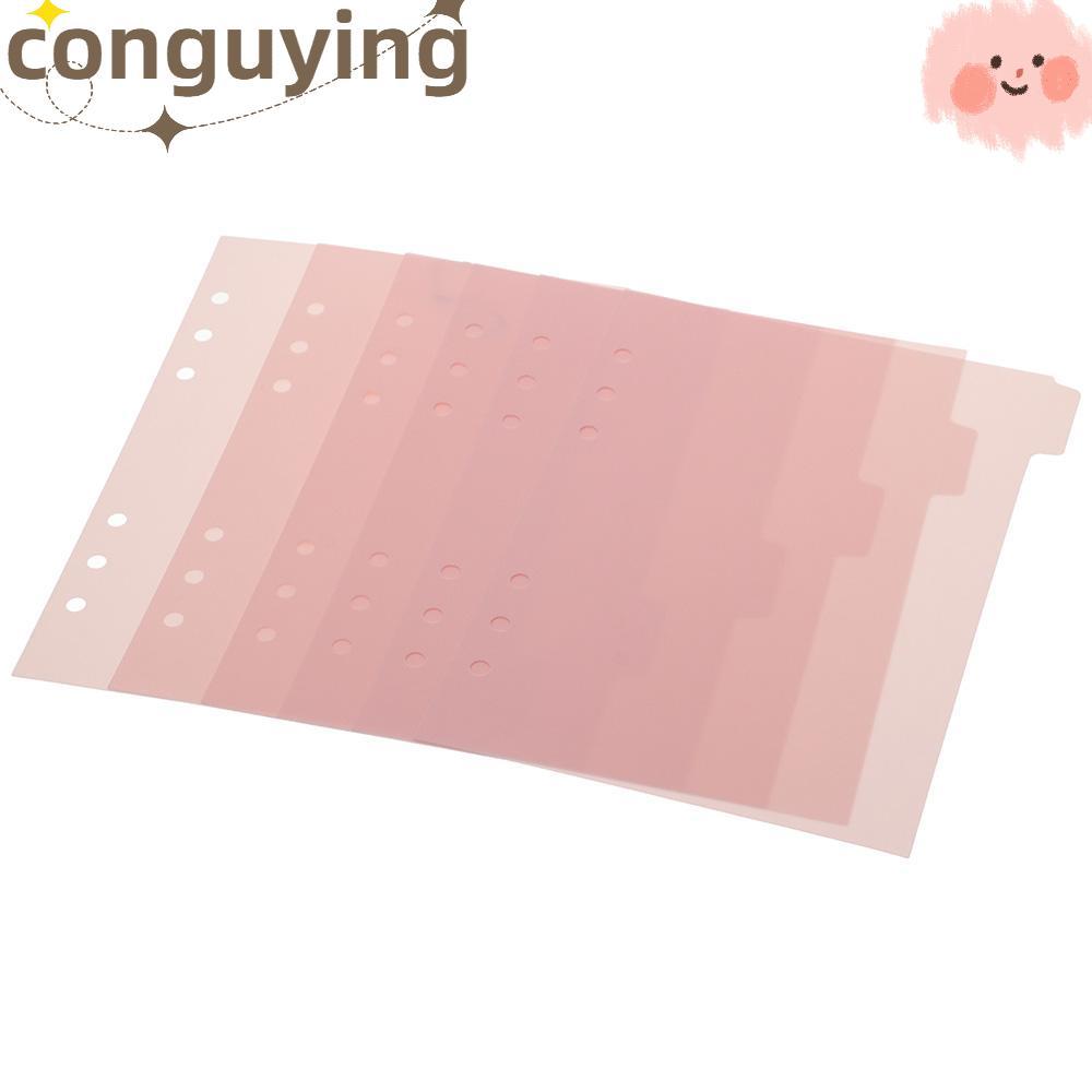 CONGUYING 6 CÁI Binder Divider, 6 CÁI 6 Ring Index Page Tab, Planner Nhựa Hồng A5 Binder Index Divid