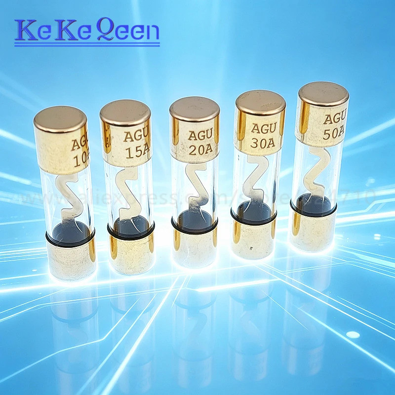 1 Cái / lốc FUSE AGU 5AU FUSE 32V 10 * 38mm 10A 15A 20A 25A 30A 40A 50A 60A 70A 80A 100A Mạ Vàng Kín