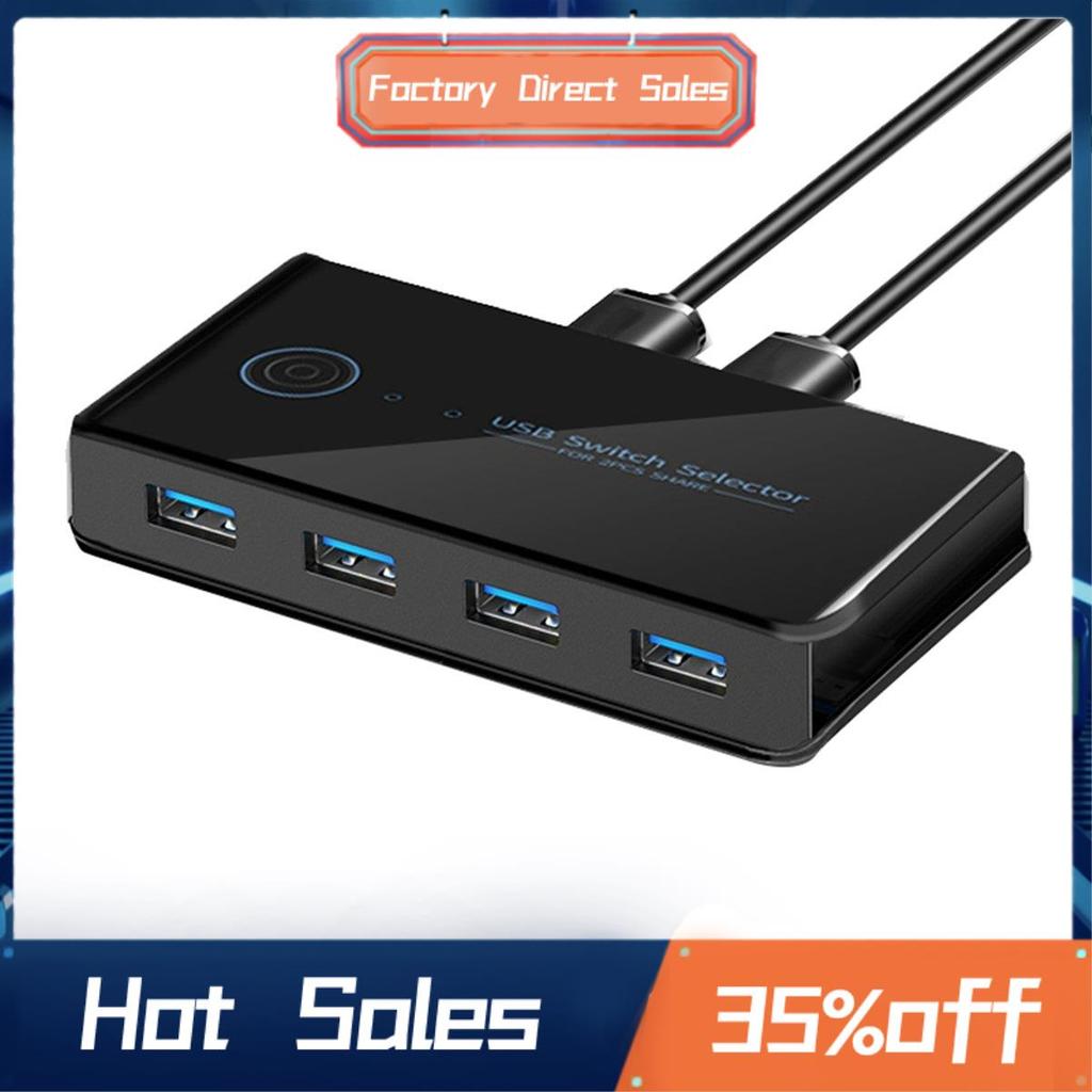 USB KVM Switch USB Chia Sẻ Switch 2 Trong 4 Ra Cho Laptop Bàn Phím PC Chuột Máy in USB Switch Hub Ad