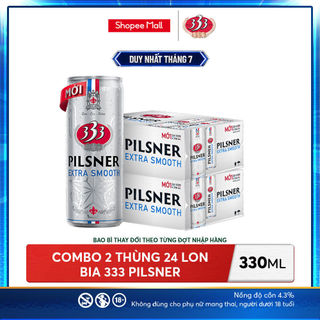 [LIVE STREAM] Nồng Độ Cồn 4.3% - Combo 2 Thùng 24 Lon Bia 333 Pilsner 330ml
