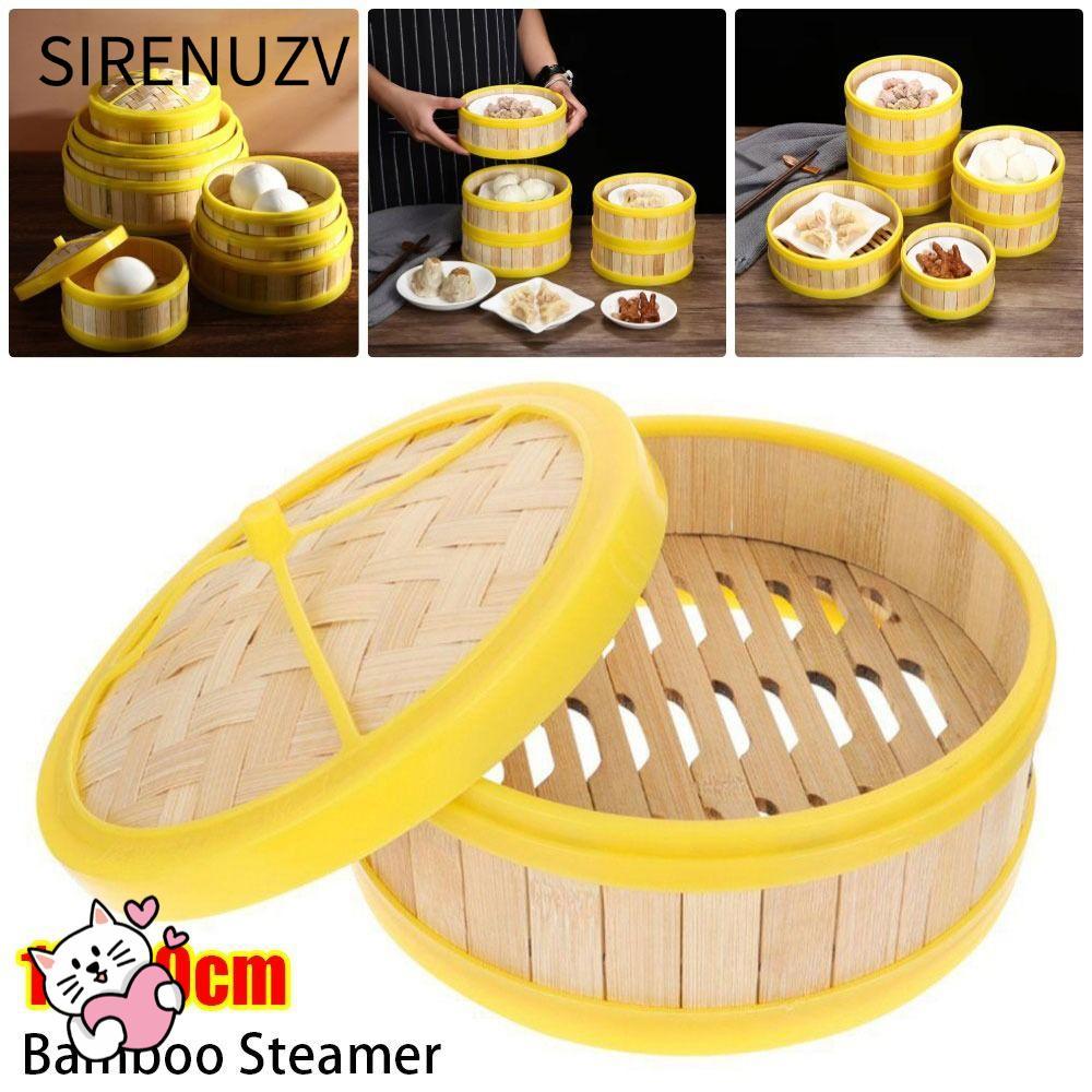 SIRENUZV 1 Giỏ Hấp, Nồi Hấp Tre 13-30cm Handmade, Có Nắp Nồi Hấp Bánh Bao Đa Năng Nấu Cơm Dính