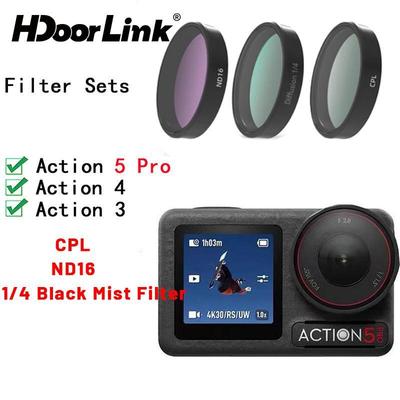 Bộ lọc ống kính HdoorLink ND CPL cho phụ kiện máy ảnh DJI Action 3 / 4 / 5 1 / 4 Bộ lọc ống kính gương mềm màu đen