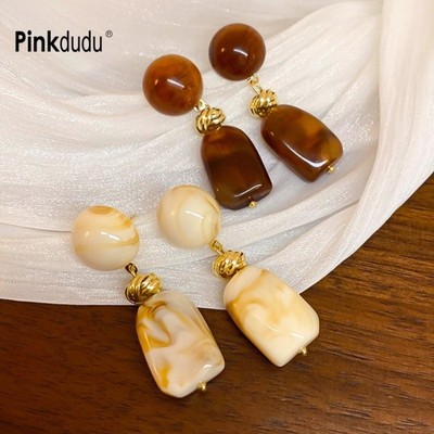 Pinkdudu Nhựa Hình Học Không Đều Vintage Tối Giản Bông Tai Bông Tai Không Gây Dị Ứng Bạc 925 Bài PD2562