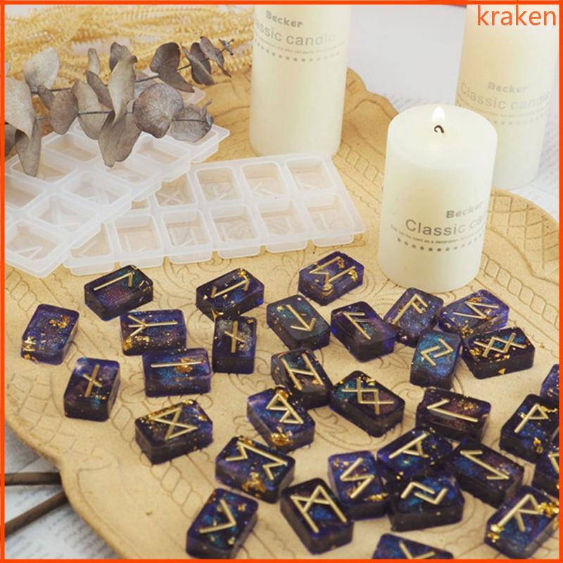 KRA Runes Đá Runes Đá Nhựa Khuôn Futhark Năng Lượng Biểu Tượng Đúc Khuôn Cho DIY