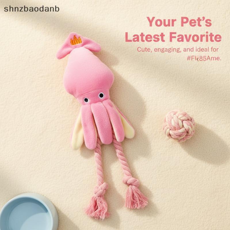 [SHNZFF] Octopus Plush Dog Chew Toy Pink Squeaker Dây bện bền nhẹ cho thú cưng trong nhà Giải trí Ch