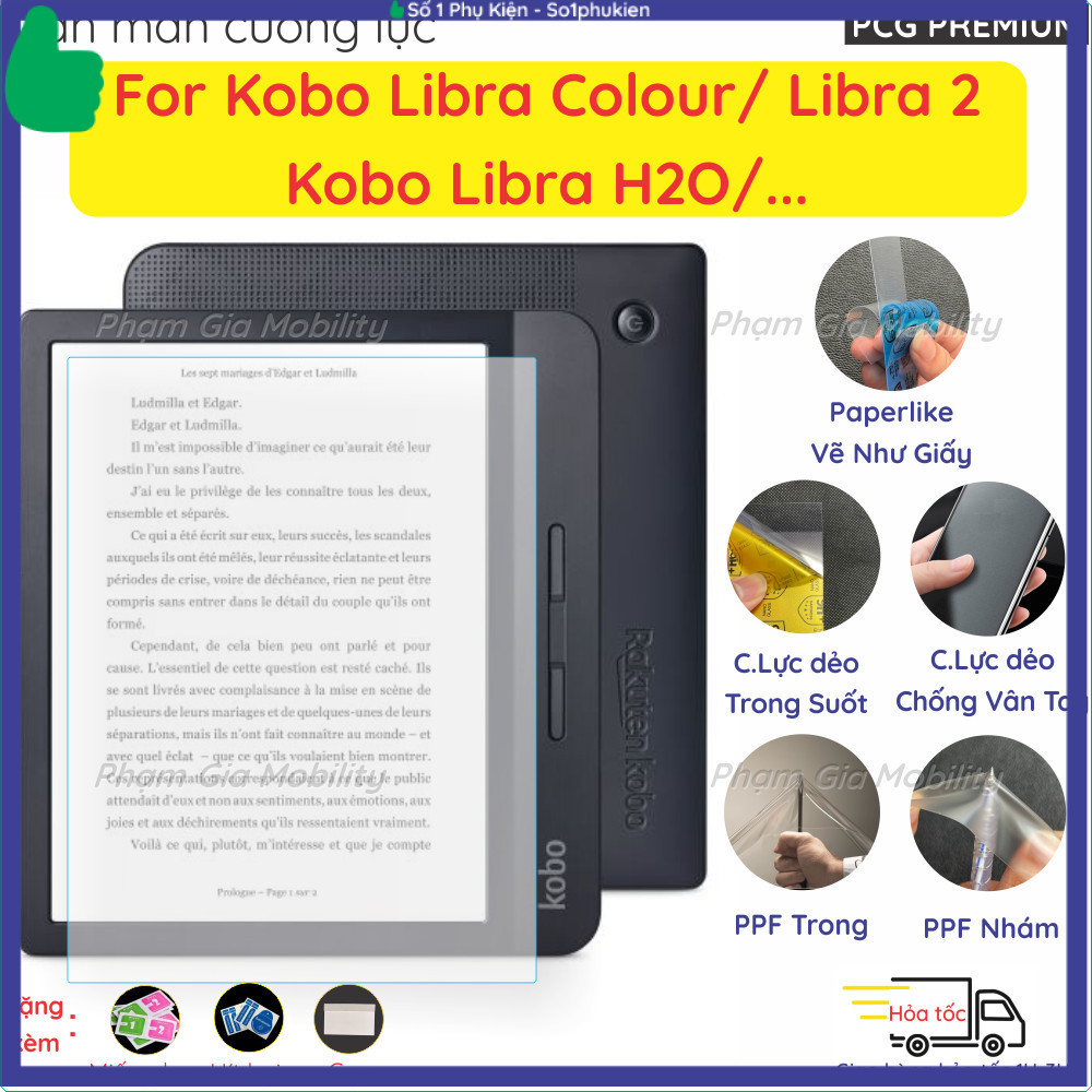 Dán Màn Hình dành cho máy đọc sách Kobo Libra Colour/ Libra 2/ Libra H2O/,... loại Paperlike, Nano, 