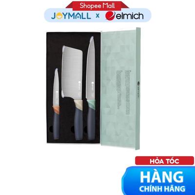 Bộ Dao Thép Diamond 3 Món Đóng Hộp Elmich EL8410, Hàng Chính Hãng, Chống Trượt, Chống Ăn Mòn-JoyMall