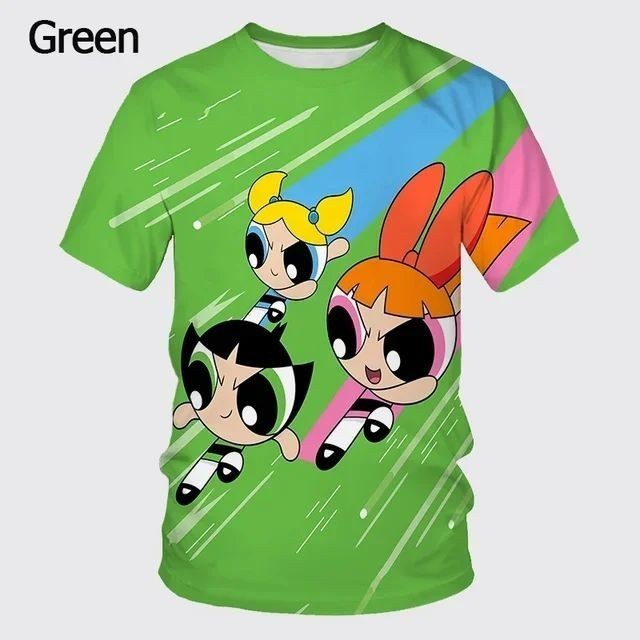 Áo thun ngắn tay khô nhanh Unisex – Áo thun in 3D Powerpuff Girls, Áo thường ngày mùa hè