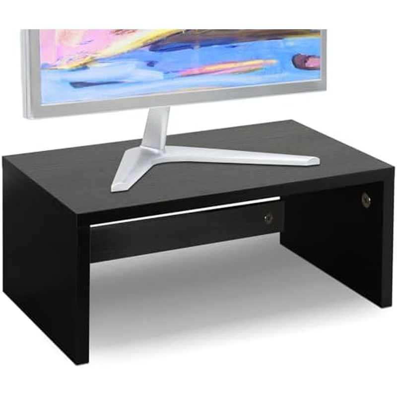TEAMIX 14.2 inch Monitor Stand Riser, Wood Monitor Riser with Storage for Desk Small Monitor Stand T