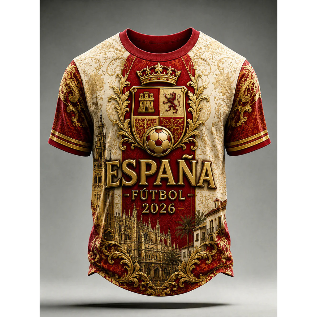3D In Tây Ban Nha Bóng Đá Jersey Grunge Brush Bull Graphic Quốc Huy Bóng Đá Vamos Espana Khẩu Hiệu H