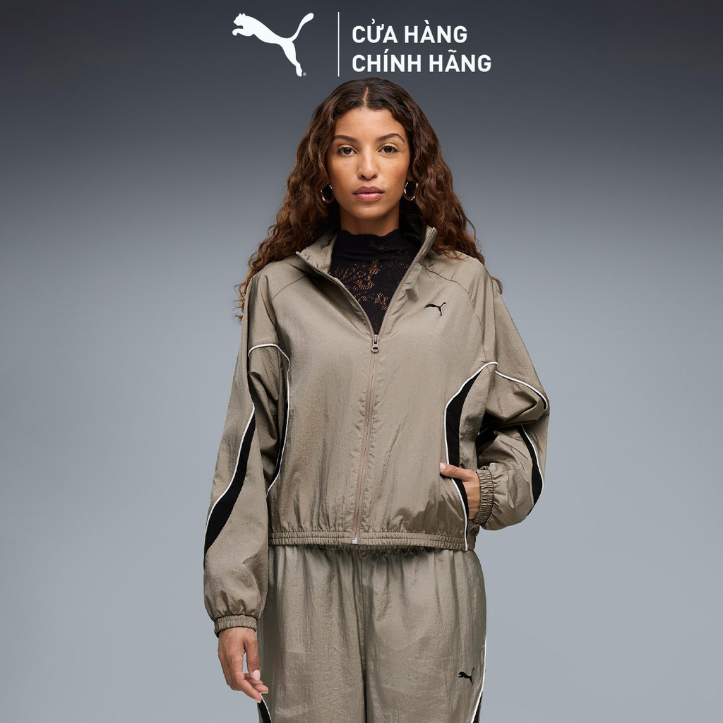 Áo Khoác Thể Thao PUMA Nữ SPORT Woven Jacket Mouse Gray Màu Be