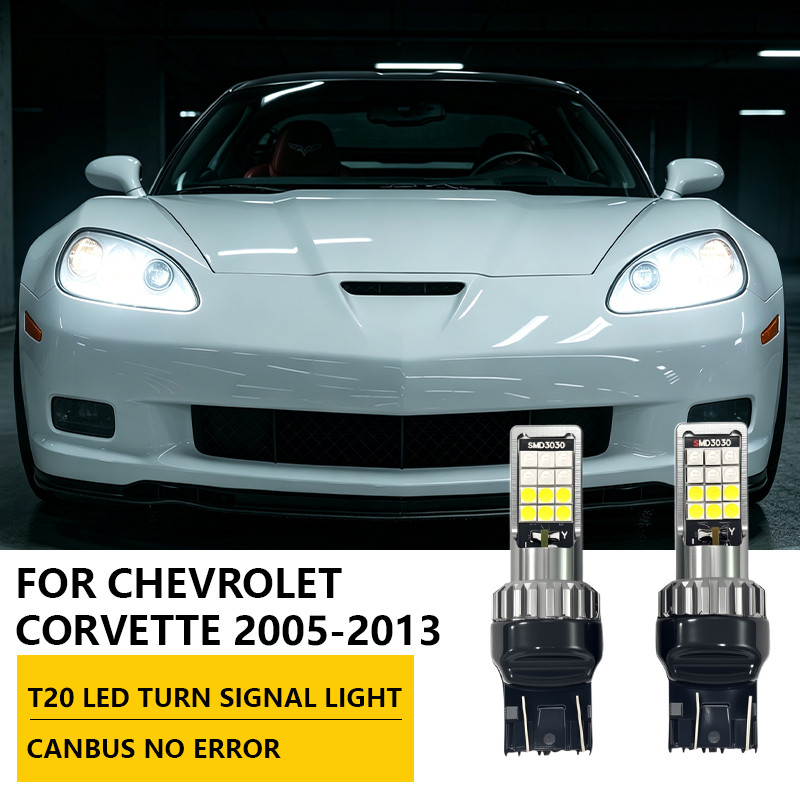 2 Chiếc Cho Xe Chevrolet Corvette 2005-2013 LED Bật Tín Hiệu Đèn Blub T20 Canbus (xanh-trắng)