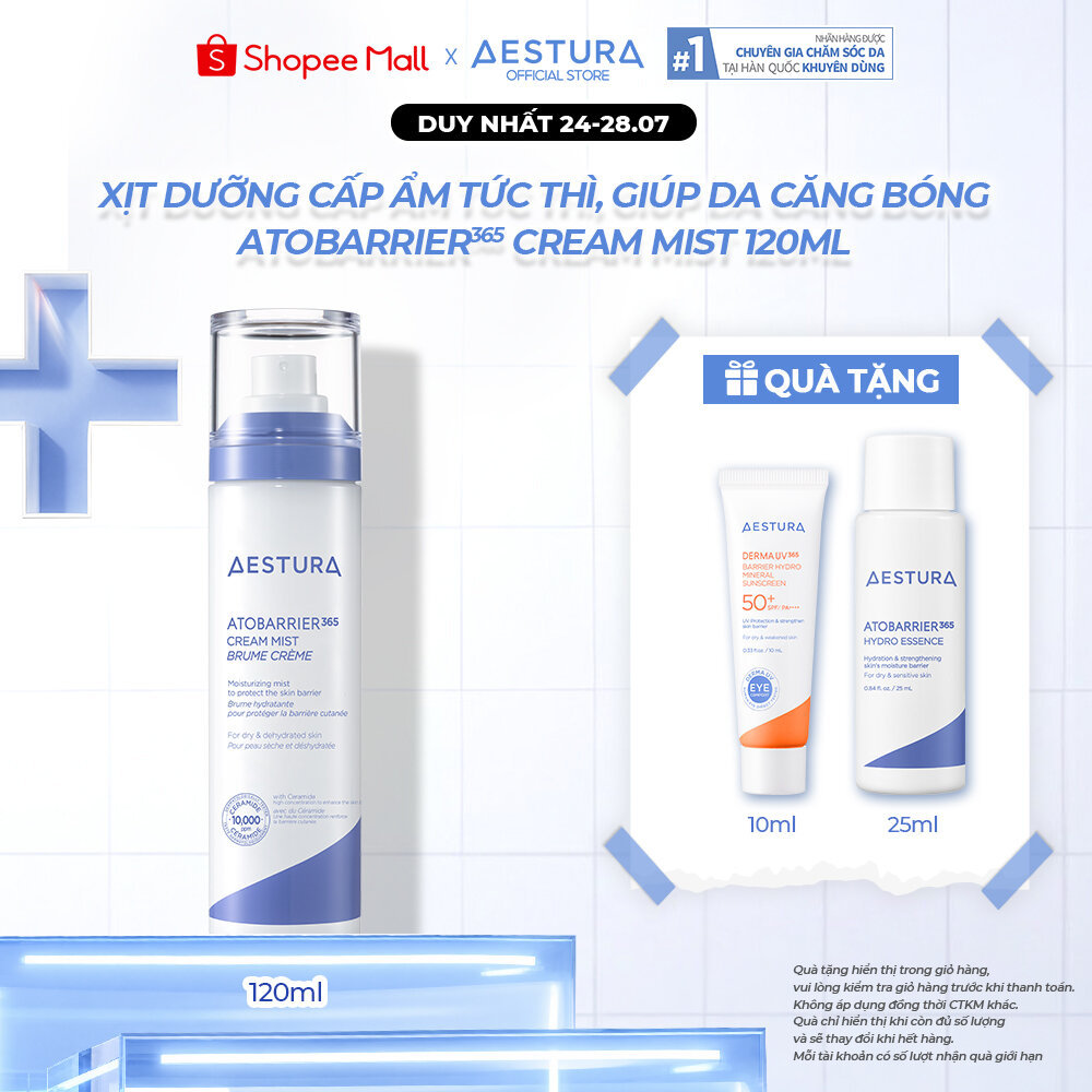 Xịt Dưỡng Ẩm Ceramide AESTURA ATOBARRIER365 Cream Mist 120ml