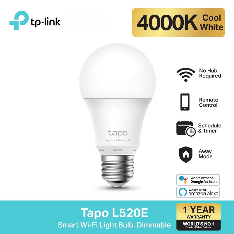TP-Link Tapo L520E Bóng đèn thông minh Thiết lập thông qua ứng dụng Điều khiển bằng giọng nói Ổ cắm 