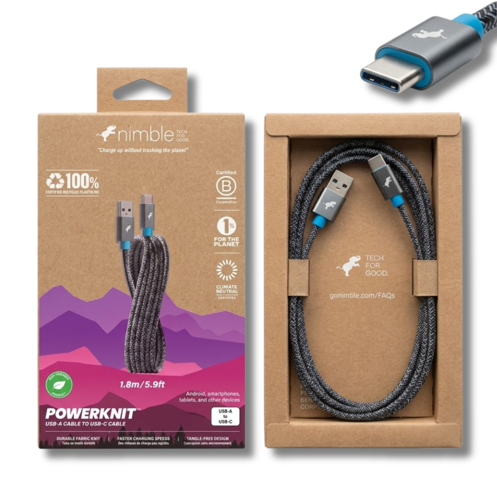 Cáp sạc nhanh 60W USB to C Powerknit Nimble bọc dù dài 1.8m
