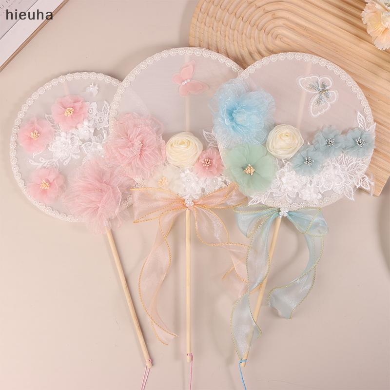 Pff Trung Quốc dài Xử lý vòng Fan vải hoa bướm trang trí đám cưới nhiếp ảnh Prop CCD