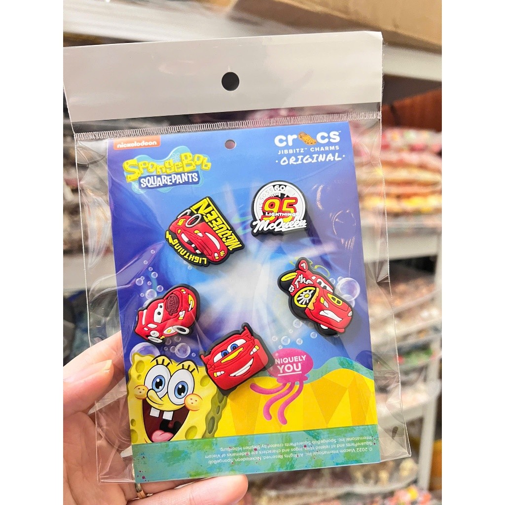 Charm ô tô đỏ -  Charm Gắn Dép Ô Tô Hoạt Hình MCQUEEN Cute, Phụ Kiện DIY Dép Xinh- Set charm gắn dép
