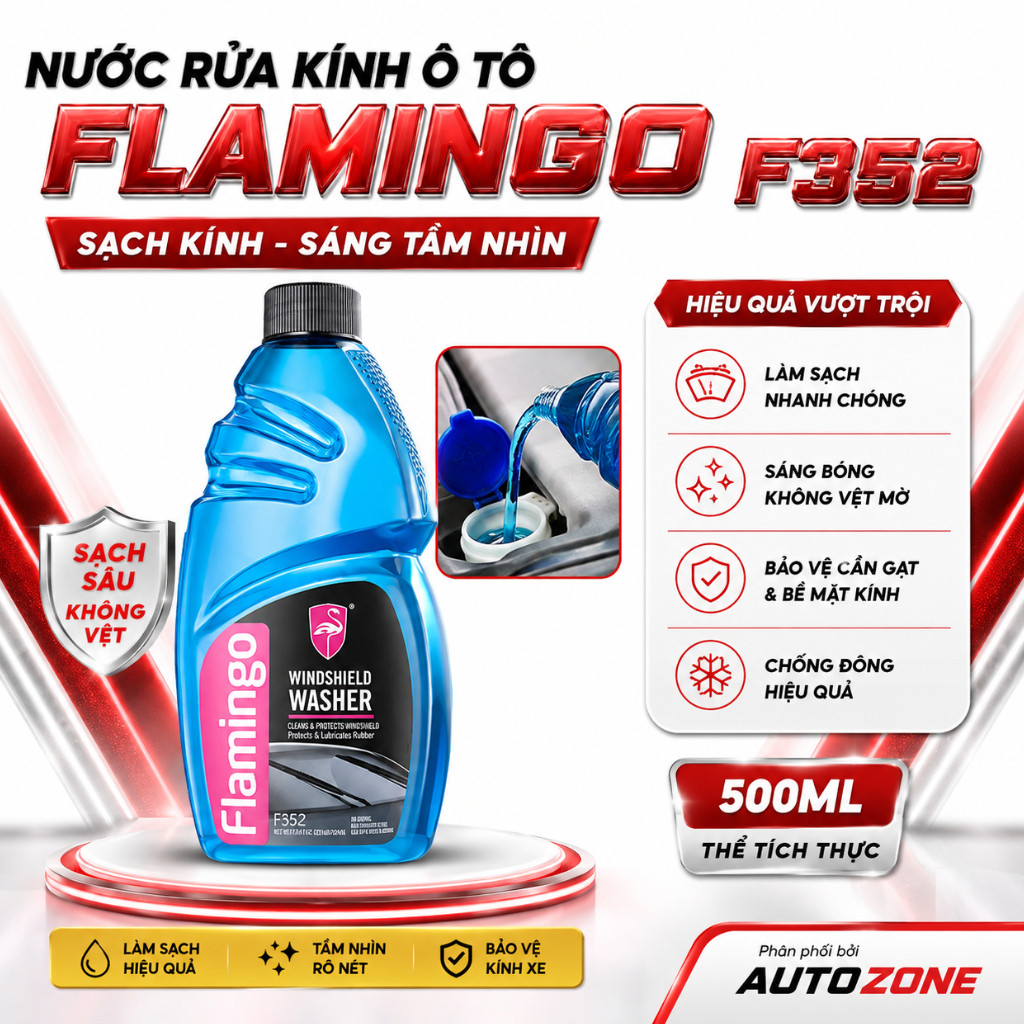 Nước rửa kính ô tô  Nước Đổ Kính - Chống Đông Kính Ô Tô Flamingo F352 500ml