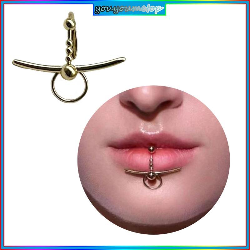 YOUYO Punk Xuyên Môi Còng Kẹp Giả Môi Nhẫn Giả Xuyên Vòng Phẫu Thuật Đồng Nữ Vòng Septum Hoop