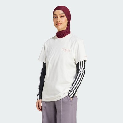 adidas Phong cách sống Áo Thun Graphic Dáng Suông Nữ trắng IX3554