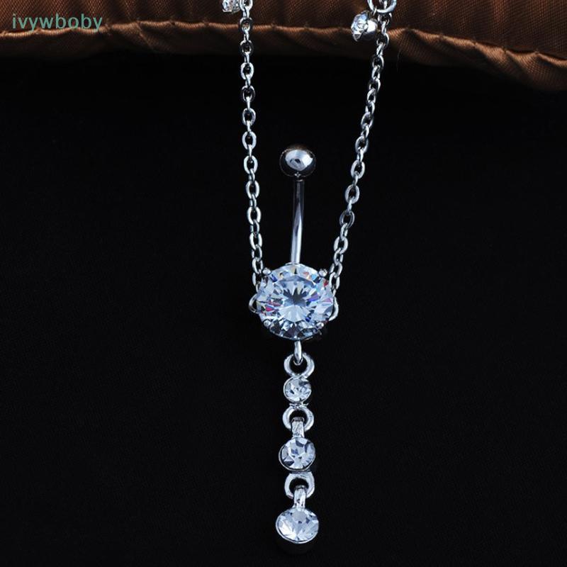 [IVY] 1 Cái Bụng Chians Dangle Áo Pha Lê Rốn Thanh Mạ Bạc Dây Xích Bụng TỐT
