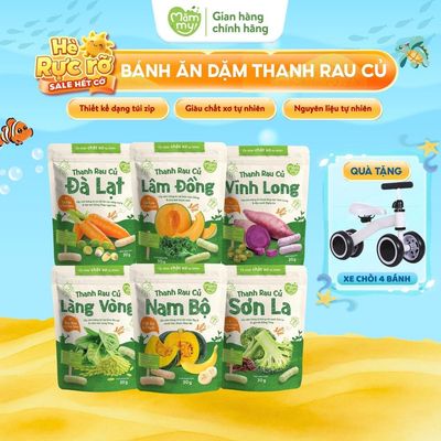 Bánh ăn dặm cho bé Thanh Rau Củ Mămmy Bí Đỏ, Cà Rốt, Khoai Lang Tím cho bé từ 6 tháng tuổi, gói 30gr