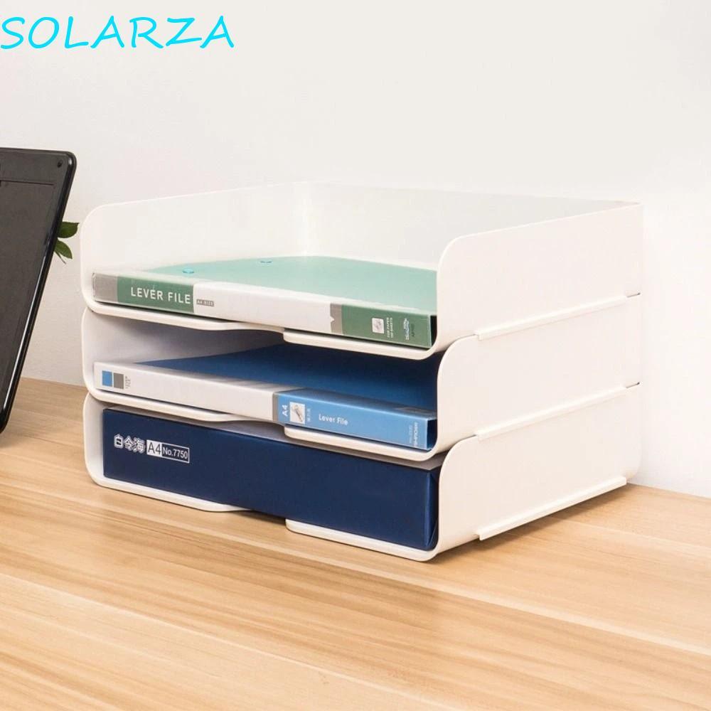 SOLARZA 1 Khay lưu trữ tệp A4, Hộp sắp xếp tệp Giá đựng tệp có thể xếp chồng lên nhau đa chức năng, 