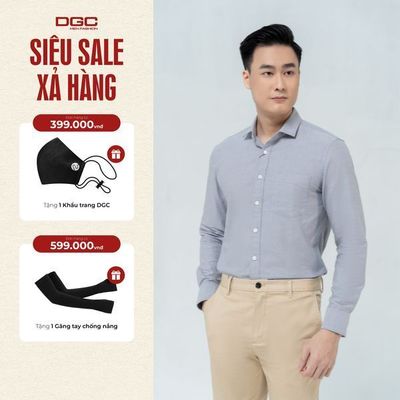 Áo sơ mi dài tay DGC Dáng Reguler fit vải thoáng mát, thấm mồ hôi - SASDBC25M