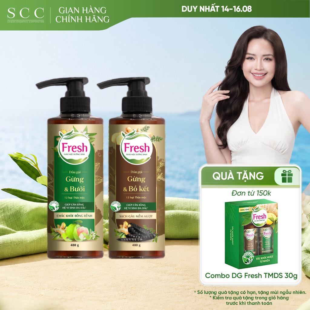 [LIVE] Dầu Gội FRESH Thảo Mộc Dưỡng Sinh Sạch Gàu Mềm Mượt / Chắc Khỏe Bồng Bềnh 480g/chai
