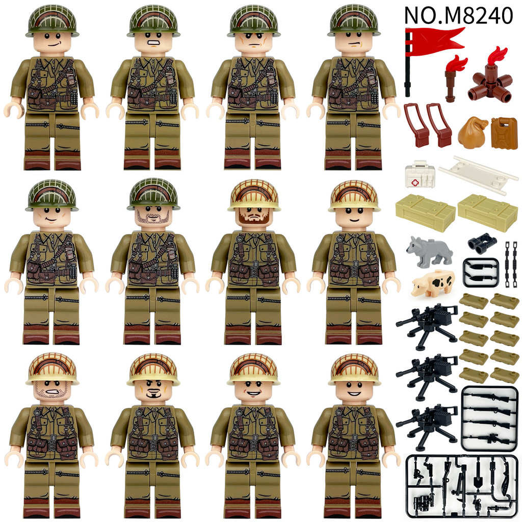 Iwo Jima Lính Quân Đội Hoa Kỳ Bộ Khối Xây Dựng Minifigures, Bộ Đồ Chơi Huấn Luyện Lắp Ráp Hạt Nhỏ Ch
