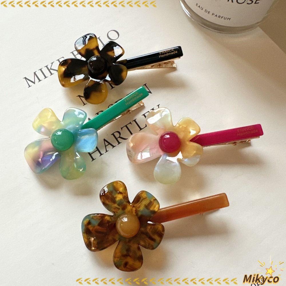 MIKYCO 2 Kẹp Tóc Acetate, Kẹp Tóc Hoa Acetate Hình Hoa, Kẹp Mỏ Vịt Màu Vàng Nhạt Vịt Kẹp Tóc Dự Tiệc