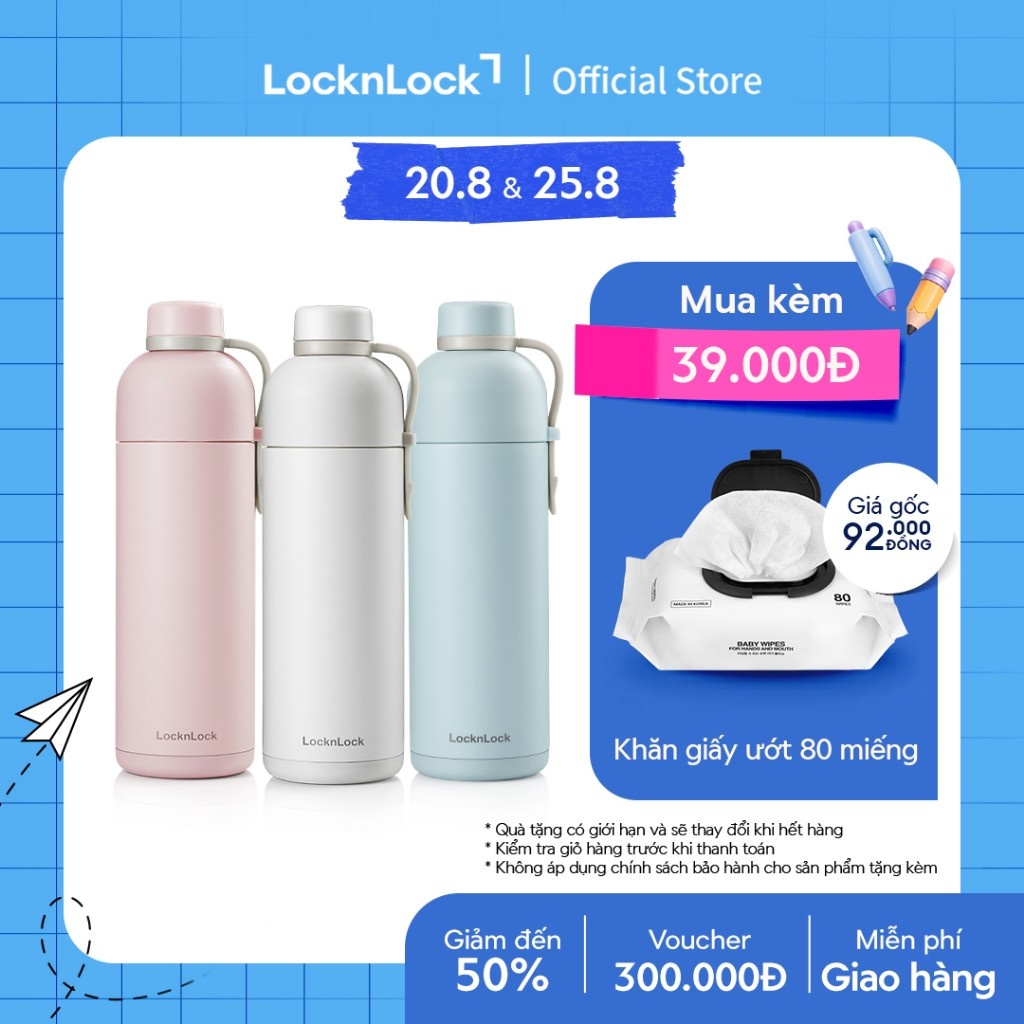 🔥🔥 Bình giữ nhiệt có quai xách Lock&Lock Belt Bottle 490ml - LHC4267 (3 màu)
