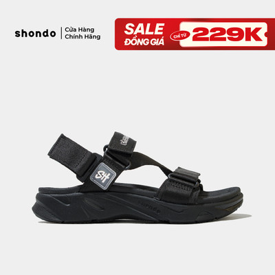 Giày Sandal Nam Nữ Shondo Êm Chân, Bền F8 Full Đen Ver.2 F8M1112