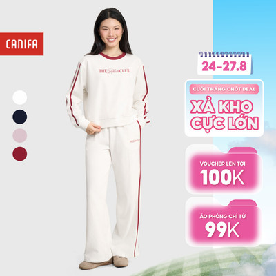 Bộ quần áo thu đông cổ tròn dài tay phối line trẻ trung CANIFA 6ST25W006