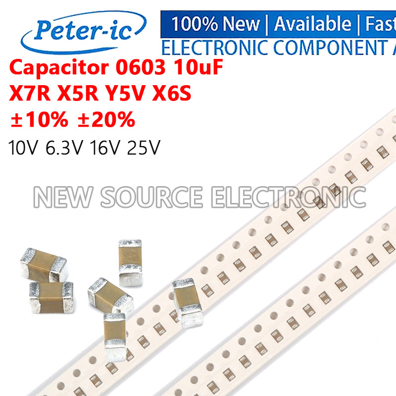 (10-50 chiếc) 0603 10uF ± 10% ± 20% 10V 6.3V 16V 25V X7R X5R Y5V X6S SMD Chip Tụ điện gốm nhiều lớp