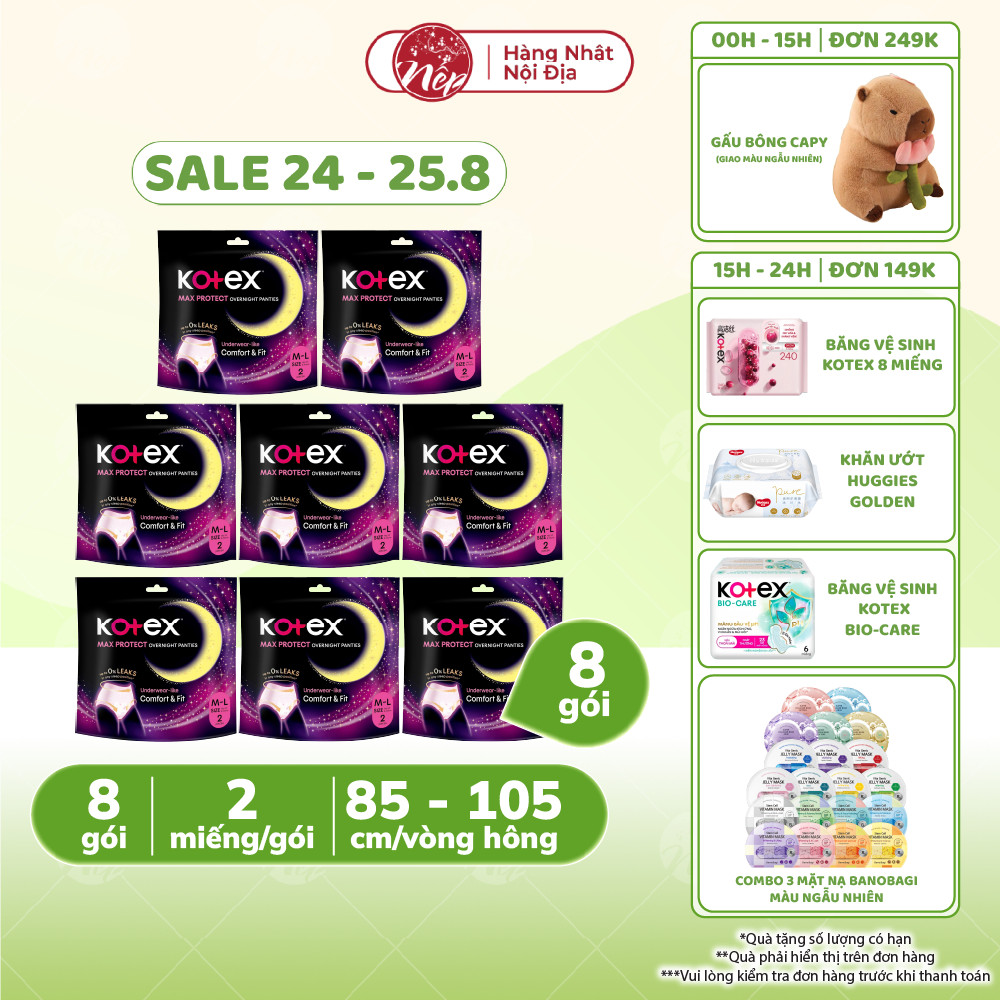 [Thùng 8 Gói] BVS Kotex MaxProtect Ban Đêm Dạng Quần cỡ M/L 2 miếng - 5 miếng - nepshop1