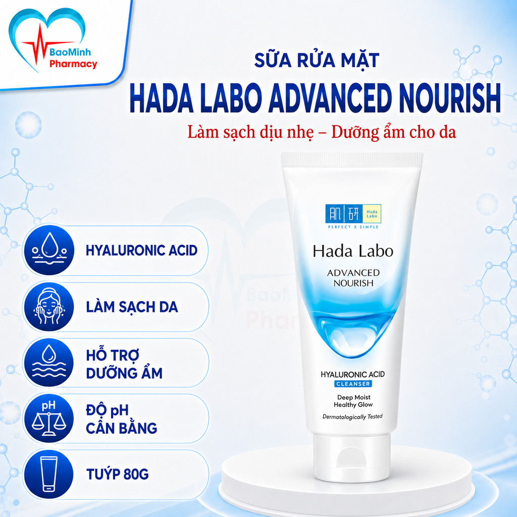 Sữa rửa mặt dưỡng ẩm tối ưu Hada Labo - Chính hãng SRM Hadalabo
