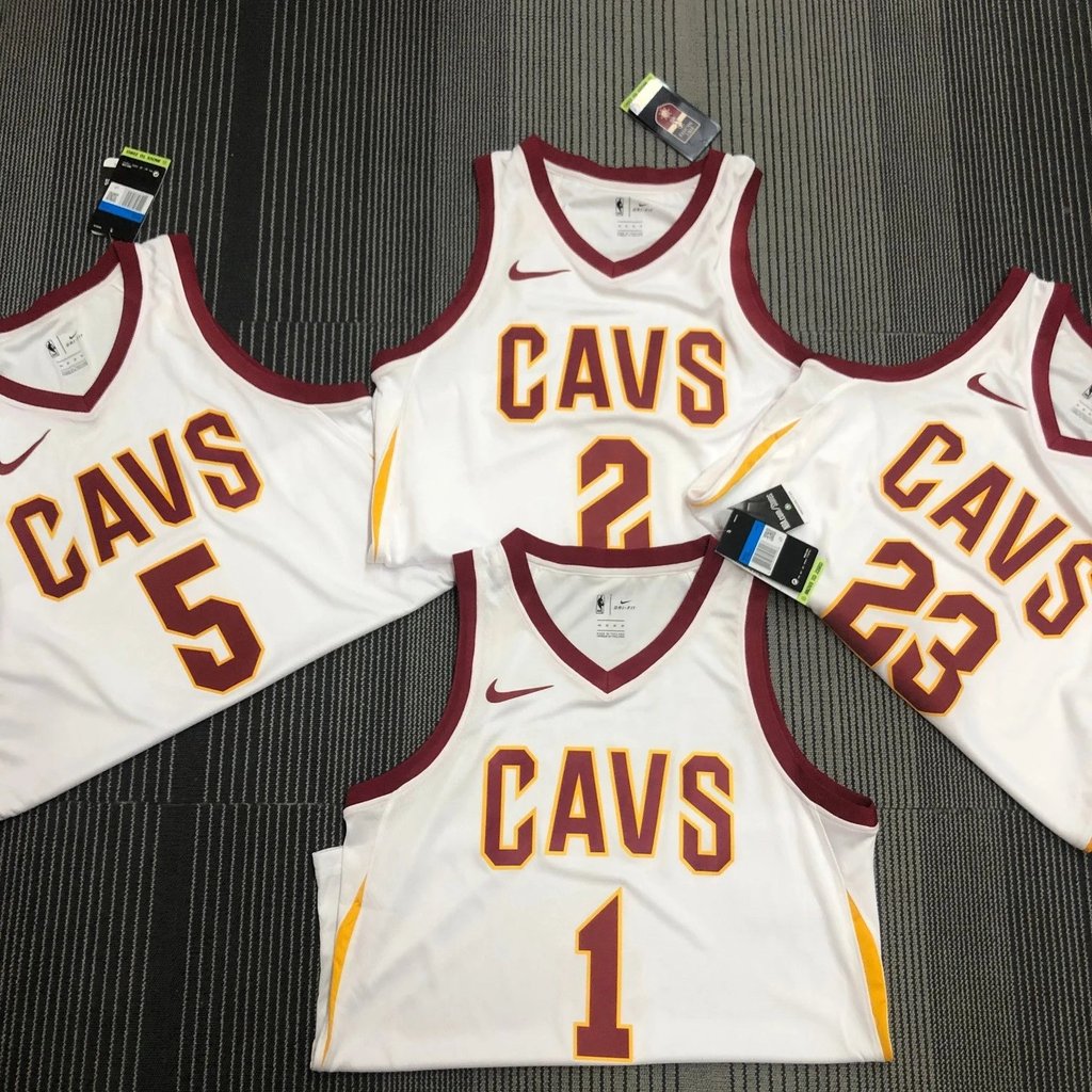Nike NBA21 Season Cavaliers White SW Hot Pressed Jersey Nhanh khô thoáng khí James No. 23 JR5 Lok Fu