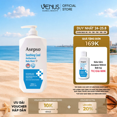 [LIVE ĐỘC QUYỀN] Sữa tắm kháng khuẩn ASEPSO sạch sâu mát lạnh Hương Bạc Hà 1000 ml