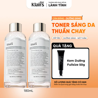 COMBO 2 Dear, Klairs Nước hoa hồng hỗ trợ làm sáng da Freshly Juiced Vitamin Essence Toner 180ml [FS]