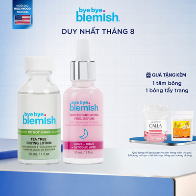 Combo Làm Sạch Da, Ngăn Ngừa Và Xẹp Mụn Nhanh Bye Bye Blemish Tea Tree Drying Lotion & Skin Resurfacing Peel Serum