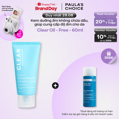 Kem dưỡng ẩm dịu nhẹ không chứa dầu dành cho da mụn Paula's Choice Clear Oil - Free Moisturizer 60ml 3800