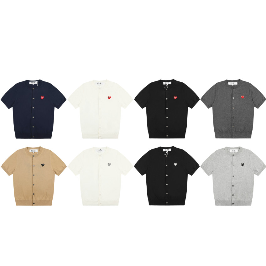 Áo mùa hè CDG PLAY Red Heart Đan Áo Polo ngắn tay Unisex