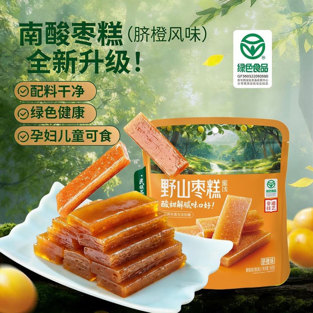 Hongming Yeshan Date Cake Navel Orange Flavor 168g South Sour Date Cake Green Food Healthy Casual Sn