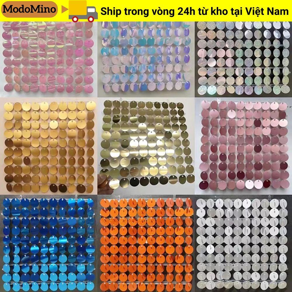 MODOMINO Sequin Panel Trang trí tường, Phông nền sequin vàng PET, Tấm trang trí phông nền tròn lấp l