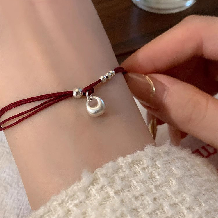 S925 Silver Red String Bracelet New Year Atmosphere High-end Woven Bracelet Zodiac Year Gift