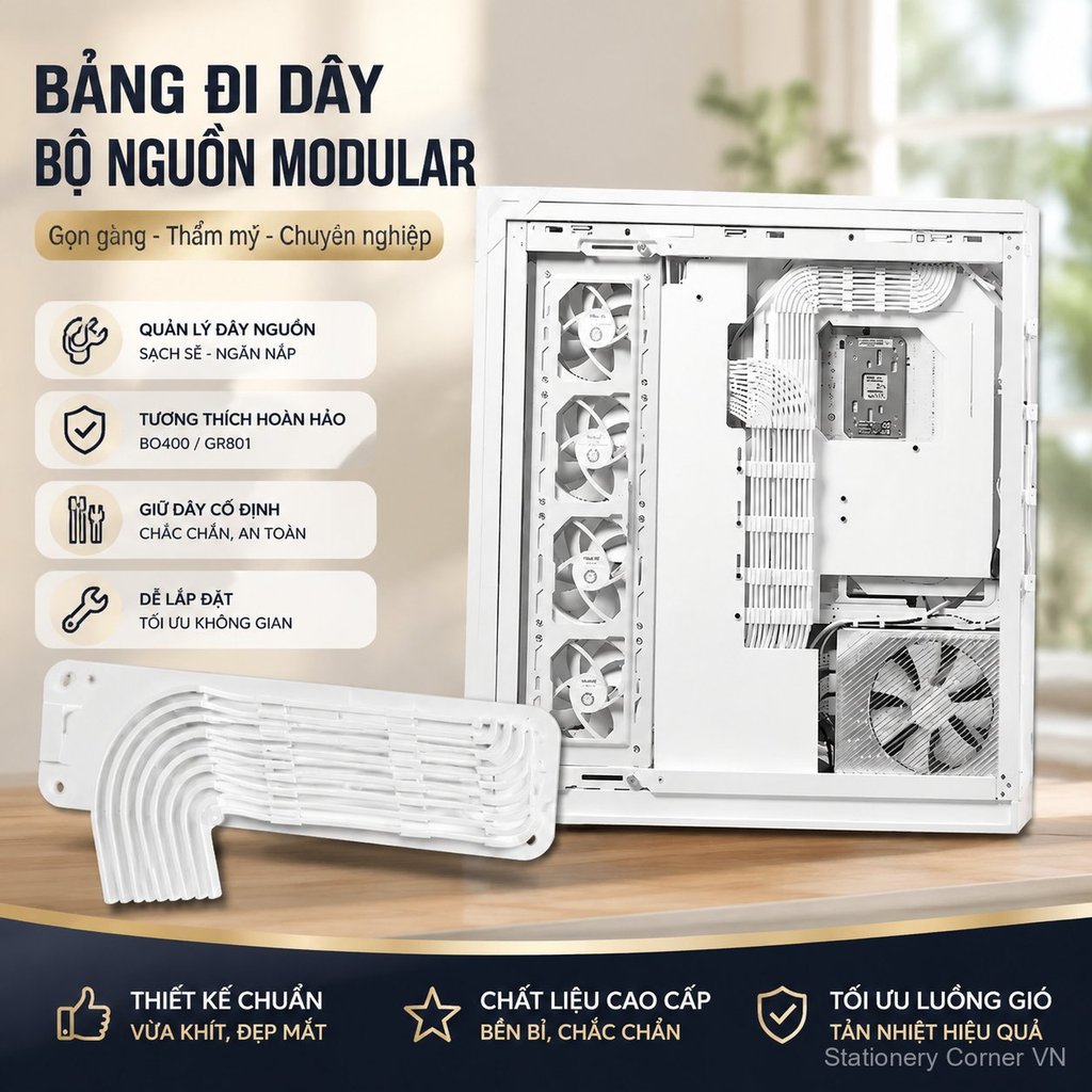 Kẹp quản lý dây điện thùng máy tính, cáp nguồn modul, tương thích BO400, gọn gàng