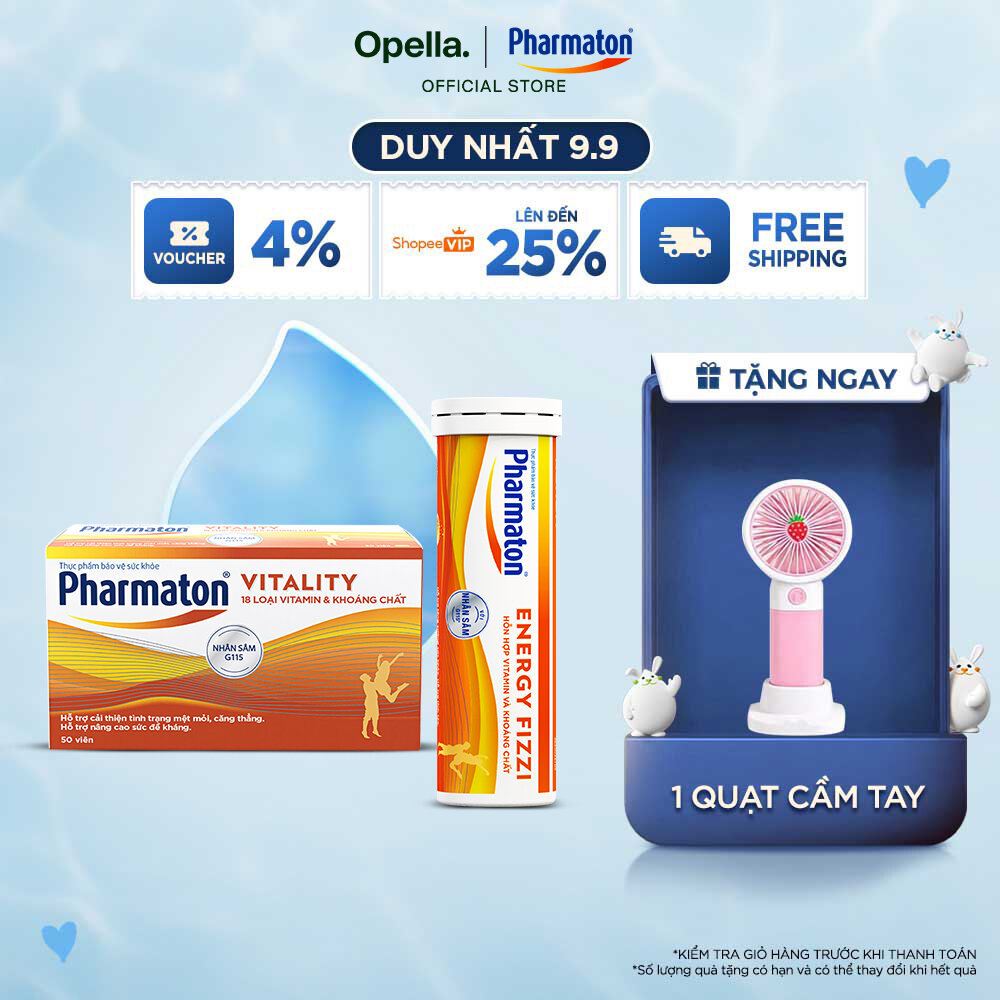 Bộ 1 Thực Phẩm Bảo Vệ Sức Khỏe Pharmaton Vitality Dạng Vỉ Hộp 50 Viên + Thực phẩm bảo vệ sức khỏe Ph