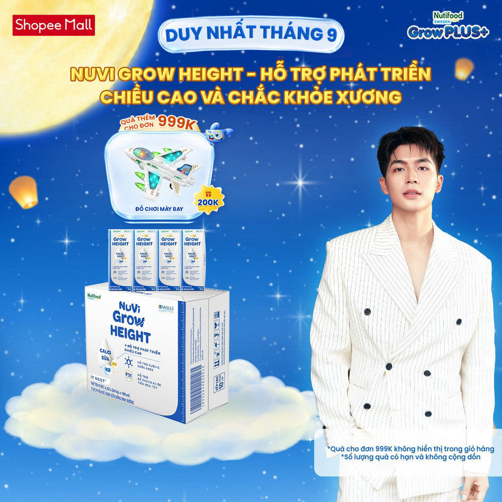 Thùng 24 hộp SBPS Nuvi Grow Height 1+ hỗ trợ phát triển chiều cao hộp 180ml