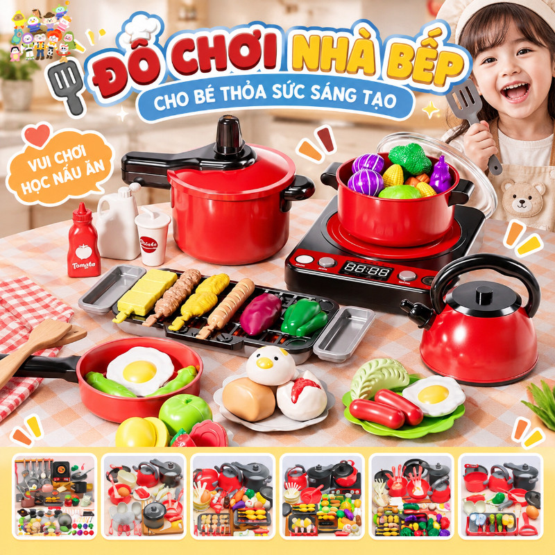Bộ Đồ Chơi Nấu Ăn Nhà Bếp Có Dùng Pin, Bé Gái Bé Trai Quà Tặng Quà Sinh Nhật, Đồ Chơi Giáo Dục Thông Minh Cho Bé Trẻ Em